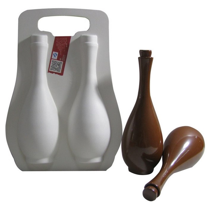 Bottle-Shaped Custom Molded Pulp Box for Wine Bottles