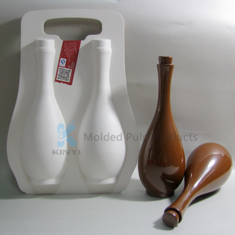 Bottle-Shaped Custom Molded Pulp Box for Wine Bottles