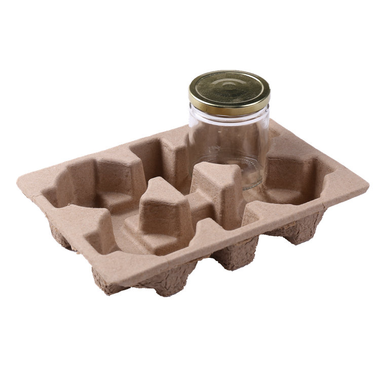Recycled Paper Pulp Molded Biodegradable Bottle Protector Shipper Tray