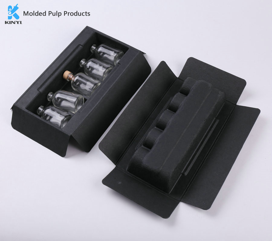 Black Molded Pulp Inserts for Bottles